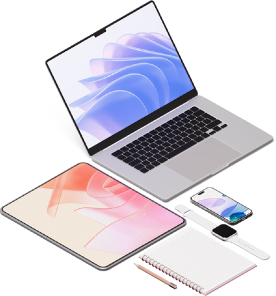 isometric view of laptop tablet notebook smartwatch