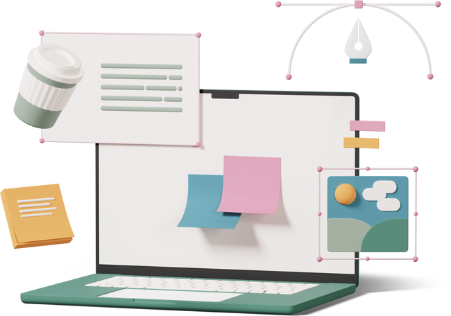 laptop with open article and notes